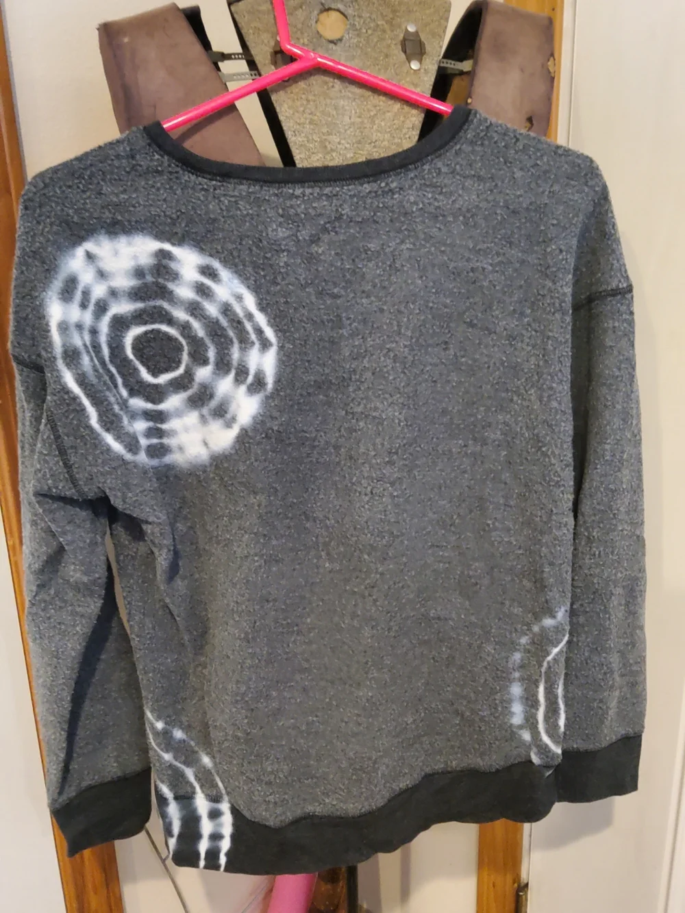 Justice Gray Tie-Dye Crewneck Sweatshirt with White Accents